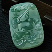 冰玻种飘花缅甸翡翠大展鸿图挂件