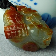 糯冰种红黄翡缅甸翡翠神机妙算挂件
