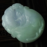 糯冰种紫罗兰缅甸翡翠年年有余挂件