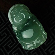糯冰种飘花缅甸翡翠站佛挂件