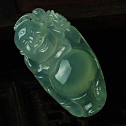 冰种晴水缅甸翡翠逍遥佛挂件