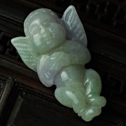 糯冰种紫罗兰缅甸翡翠天使挂件