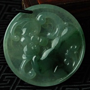 冰种飘花缅甸翡翠流云百福挂件