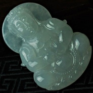糯冰种白色缅甸翡翠观音挂件