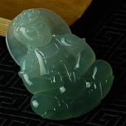 冰种晴水缅甸翡翠观音挂件