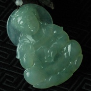冰种晴水缅甸翡翠观音挂件
