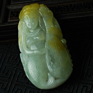 糯冰种黄翡缅甸翡翠美人鱼挂件