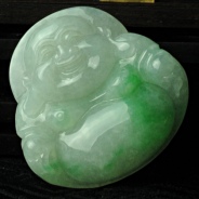 糯冰种翠色缅甸翡翠玉佛挂件