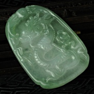冰种晴水缅甸翡翠龙牌挂件