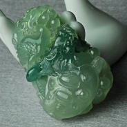 冰种晴水缅甸翡翠龟鹤齐龄挂件