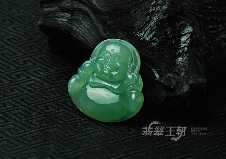 冰种蓝晴水飘花缅甸翡翠玉佛挂件