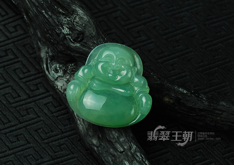 冰种蓝晴水飘花缅甸翡翠玉佛挂件