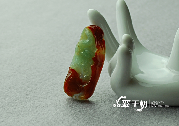 糯冰种?翡缅甸翡翠仙鹤挂件