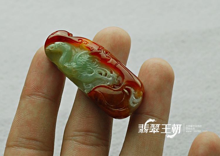 糯冰种?翡缅甸翡翠仙鹤挂件