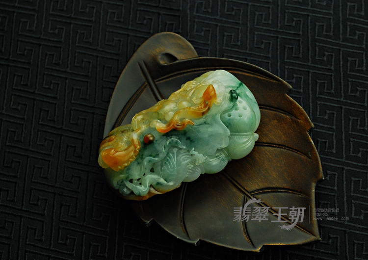 糯冰种黄翡飘花缅甸翡翠“一路连科”挂件