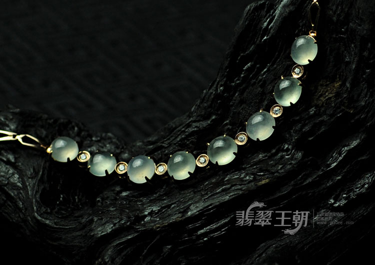 玻璃种缅甸翡翠包玫瑰金手链