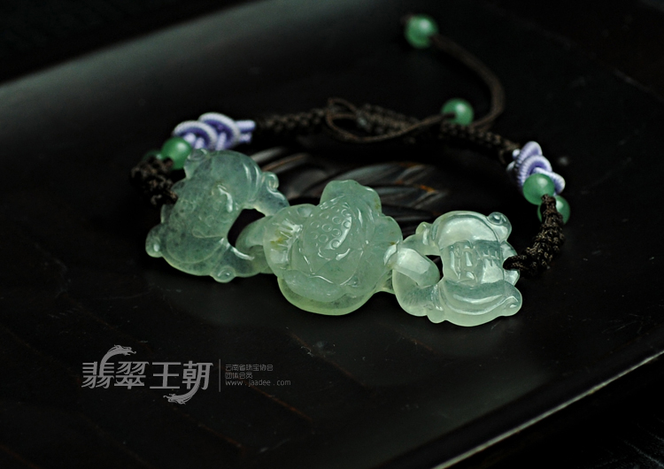 冰种缅甸翡翠福花手链