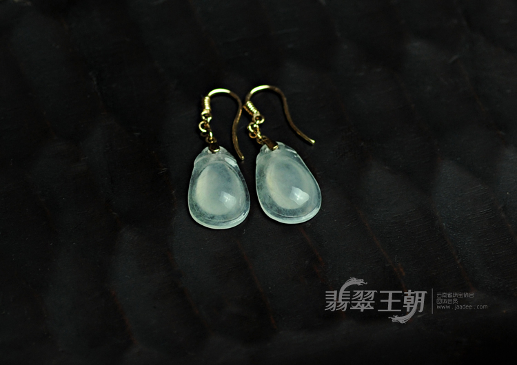 冰玻种缅甸翡翠福在眼前耳坠