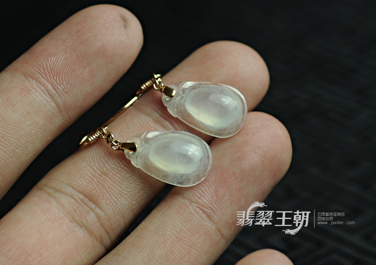冰玻种缅甸翡翠福在眼前耳坠