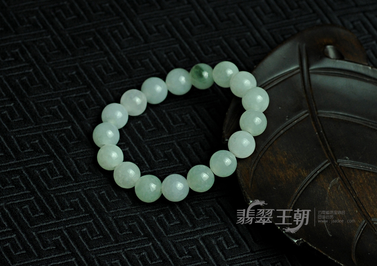 糯冰种晴水缅甸翡翠圆珠手链
