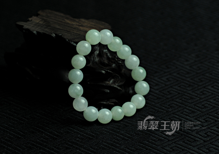 糯冰种晴水缅甸翡翠圆珠手链