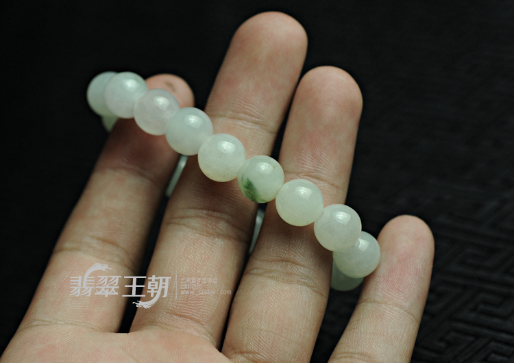 糯冰种晴水缅甸翡翠圆珠手链
