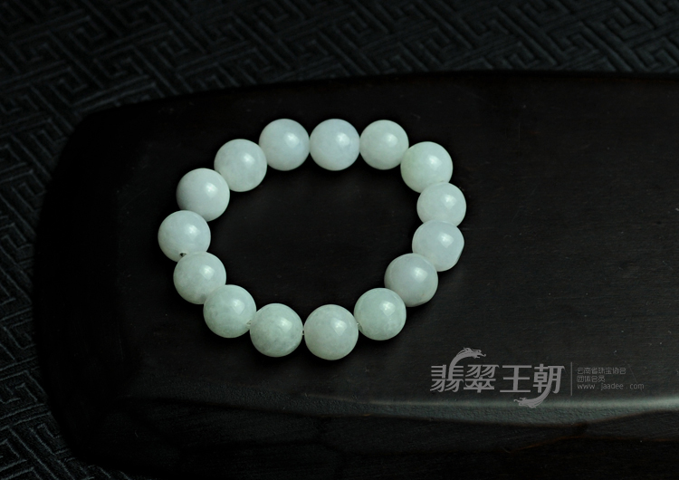 糯冰种淡紫罗兰缅甸翡翠圆珠手链