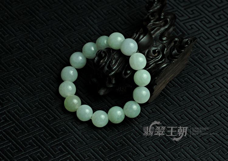 糯冰种晴水缅甸翡翠圆珠手链