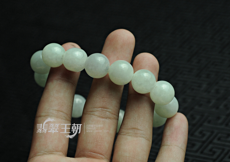 糯冰种晴水缅甸翡翠圆珠手链