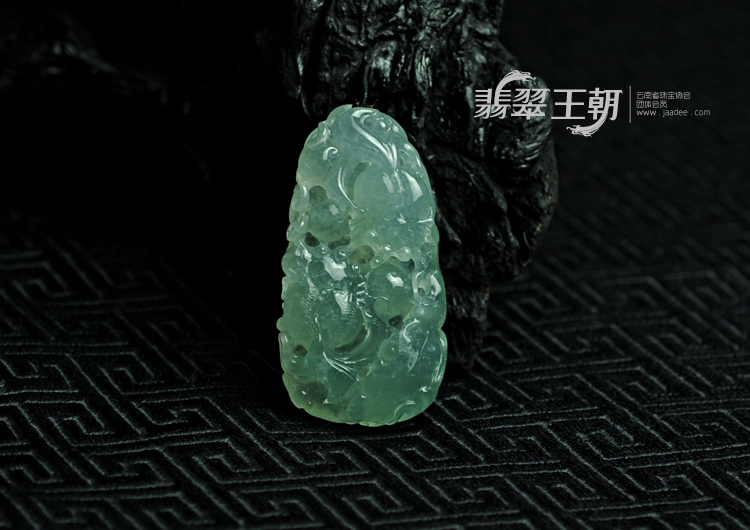 冰种晴水缅甸翡翠“金玉满堂”挂件