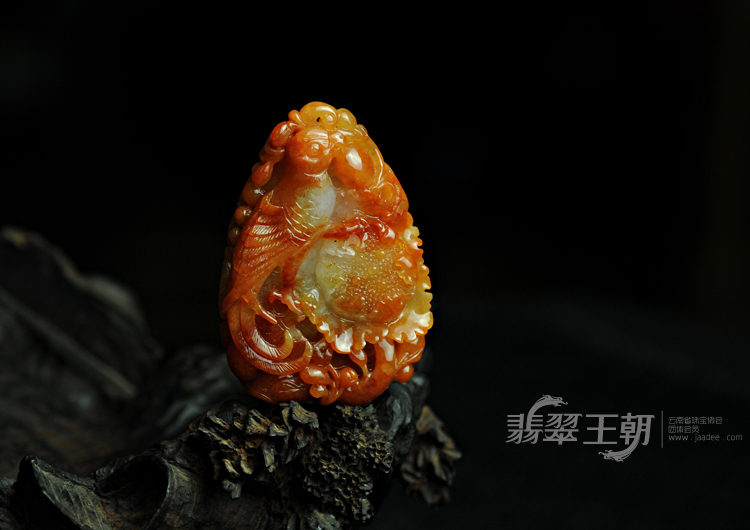 糯冰种红翡缅甸翡翠英明神武挂件