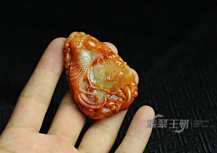 糯冰种红翡缅甸翡翠英明神武挂件