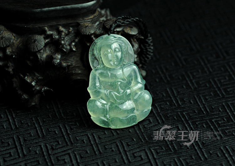 冰玻种晴水缅甸翡翠观音挂件
