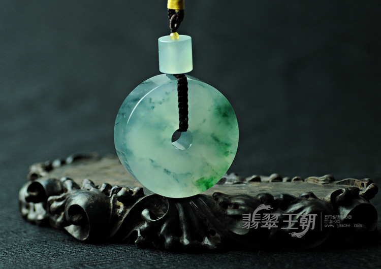 【翠染流年】冰玻种飘花缅甸翡翠玉璧挂件