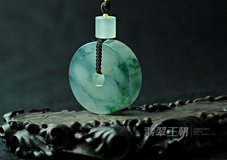 【翠染流年】冰玻种飘花缅甸翡翠玉璧挂件