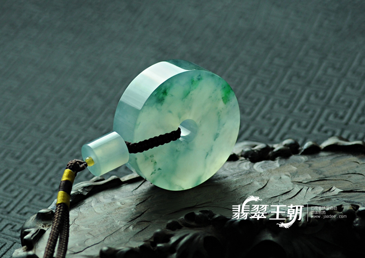 【翠染流年】冰玻种飘花缅甸翡翠玉璧挂件