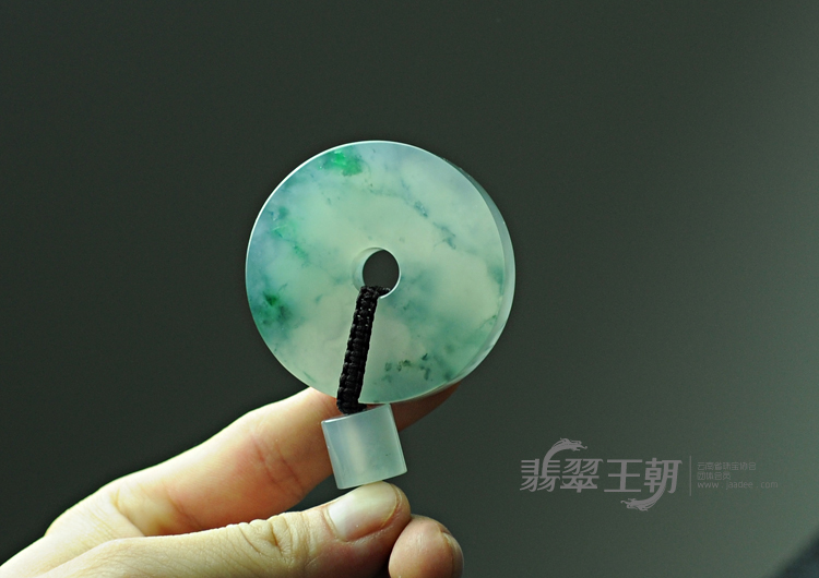 【翠染流年】冰玻种飘花缅甸翡翠玉璧挂件