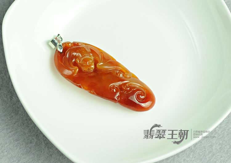 冰种红翡缅甸翡翠福业有成挂件