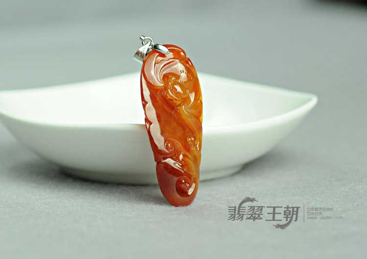 冰种红翡缅甸翡翠福业有成挂件