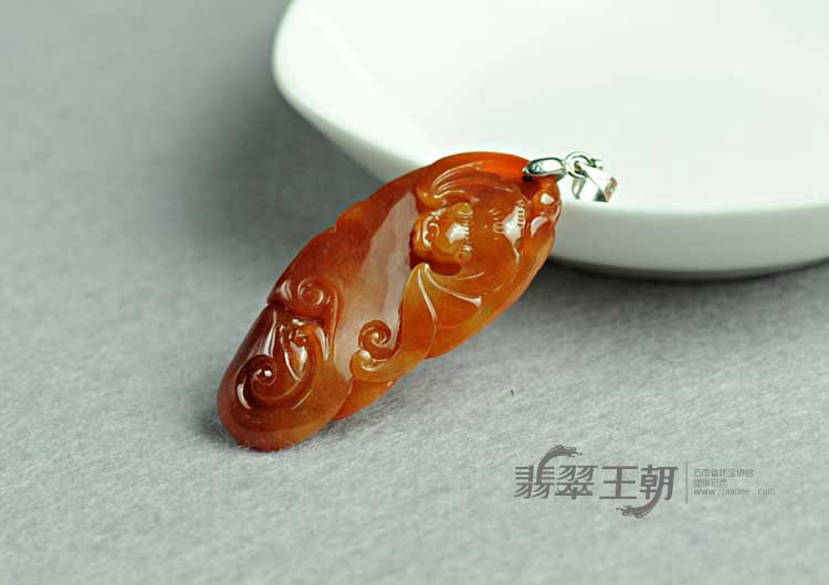 冰种红翡缅甸翡翠福业有成挂件