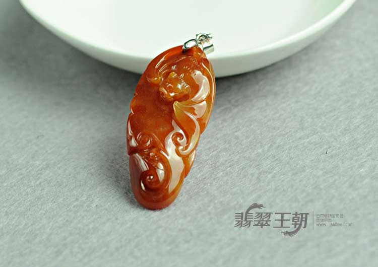 冰种红翡缅甸翡翠福业有成挂件