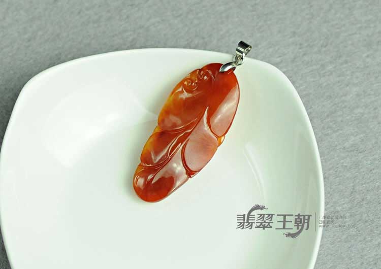 冰种红翡缅甸翡翠福业有成挂件