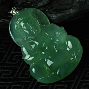 冰玻种晴水缅甸翡翠观音挂件