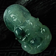 冰种飘花缅甸翡翠观音挂件