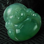 冰种蓝晴水飘花缅甸翡翠玉佛挂件