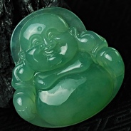 冰种蓝晴水飘花缅甸翡翠玉佛挂件