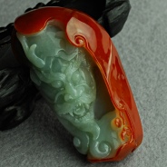 糯冰种?翡缅甸翡翠龙头挂件