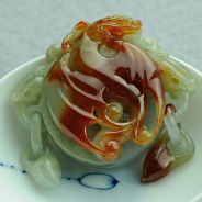 糯冰种?翡缅甸翡翠飞龙在天招财进宝挂件