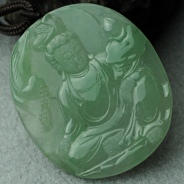 冰种晴水缅甸翡翠莲花观音挂件