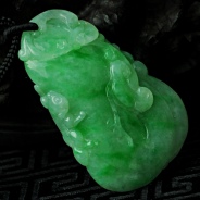 糯冰种飘翠缅甸翡翠福寿如意挂件